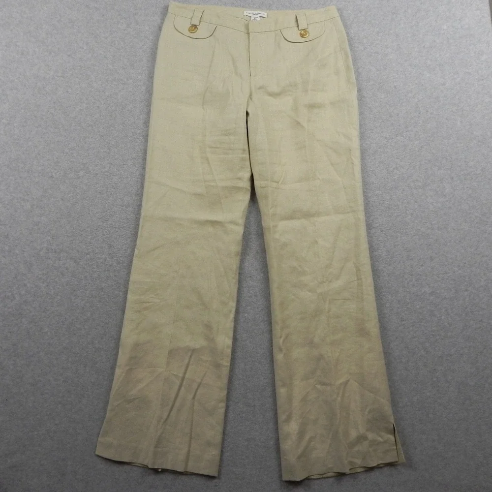 Banana‎ Republic Pants Womens 6 Martin Stretch Linen Blend Wide Leg Slacks Beige